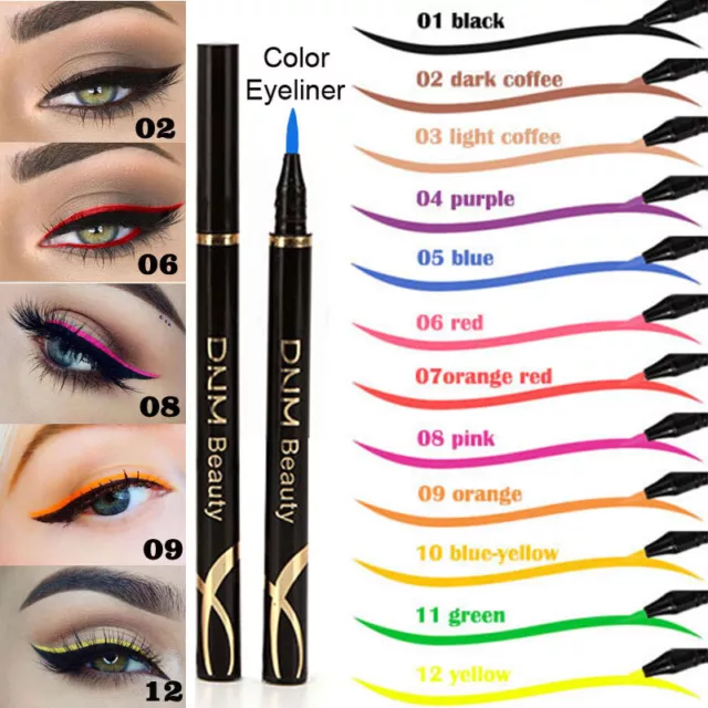 DNM Eyeliner Moda 12 colori Impermeabile Penna Liquida Di Lunga Durata Trucco Occhi Cos