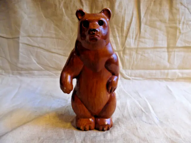 Vintage Plastic Brown Bear With Rhinestone Eyes