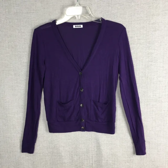 Anthropologie Three Dots Cardigan Sweater Womens Size XS Purple Lightweight Knit