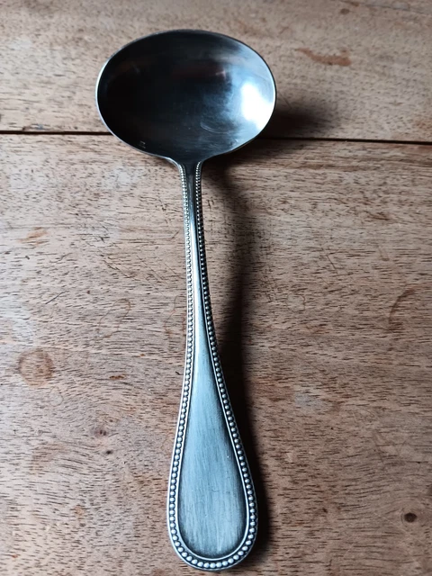 Christofle perles - louche a potage 29 cm metal argente boite neuf sous blister ferme Christofle perles - louche a potage 29 cm metal argente boite neuf sous blister ferme