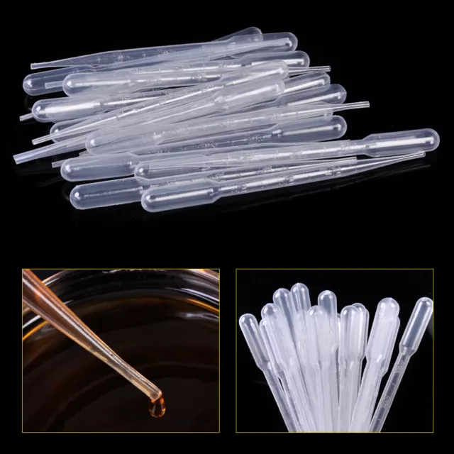 100x 3ml Disposable Graduated Transfer Pipettes Polyethylene Eye Dropper lp