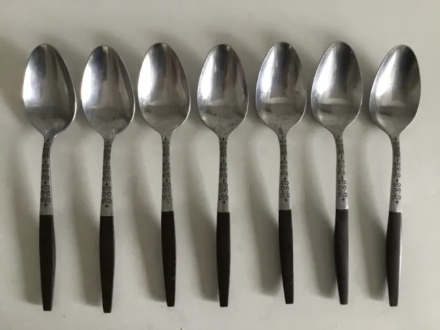 7 Interpur Desert Spoons Stainless Steel Japan Mid Century 1970s Rare
