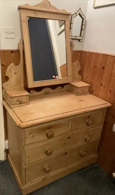 Pine Chest of Drawers with Mirror Antique