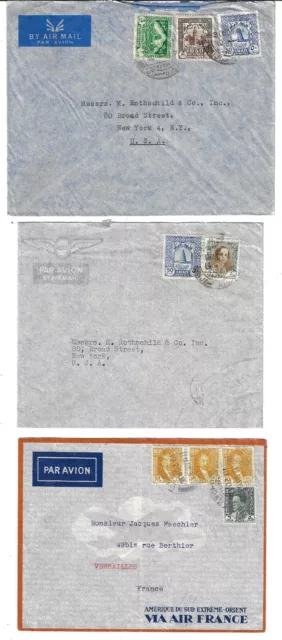 IRAQ 1950s THREE AIR MAIL COVERS WITH EARLY FRANKINGS