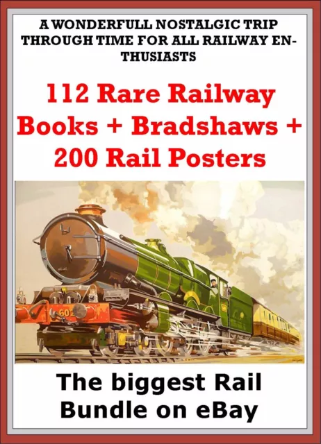 112 Vintage Rare Railway Books inc Bradshaws + 200 Rail Poster Free on disc