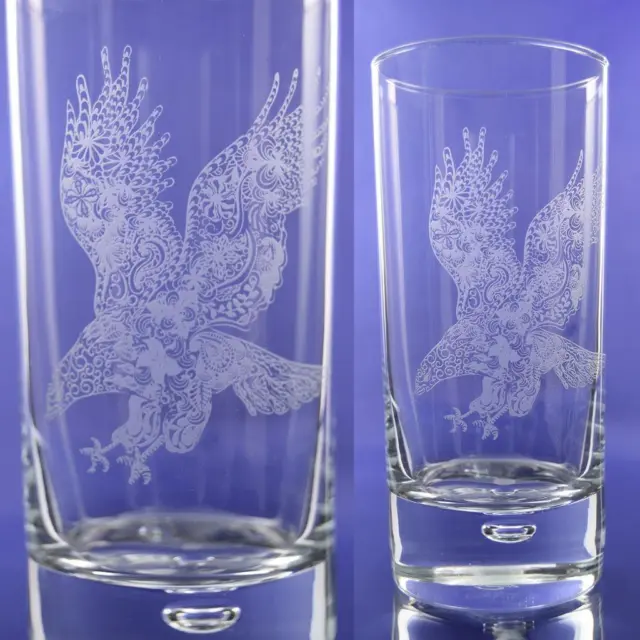 Eagle Gift Engraved Highball Glass: Bird of Prey/Falconry/King of Birds Gift