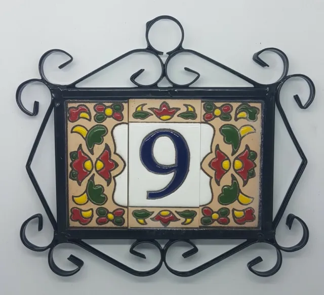 7.5 x 3.5cm Spanish Chilli Hand-painted Ceramic Numbers, Letters & Frames