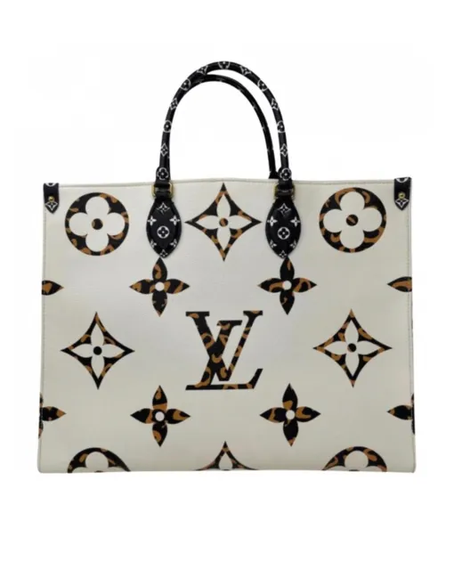 Louis Vuitton, Bags, Louis Vuitton Jungle Onthego Gm Bag Ivory Caramel  Giant Flower Monogram Bag New