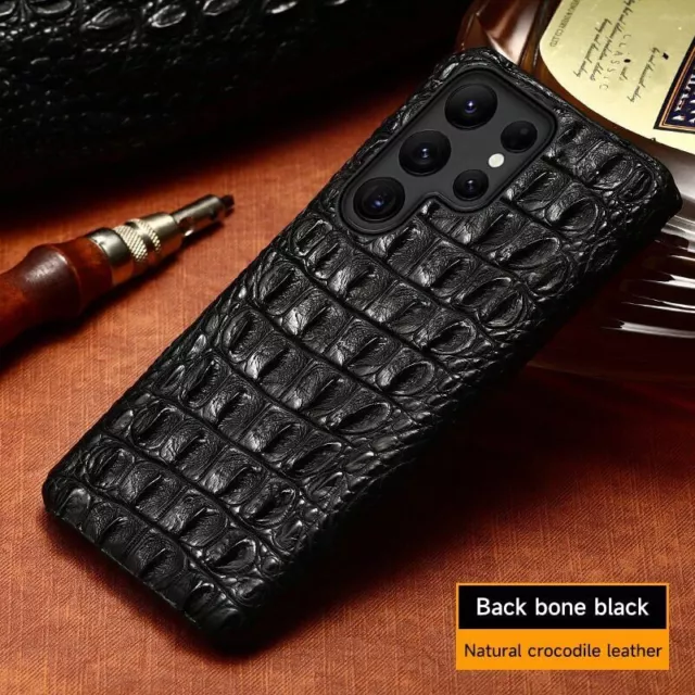 Genuine Crocodile Leather Case for Samsung Galaxy S24 Ultra S23 Alligator Cover 3