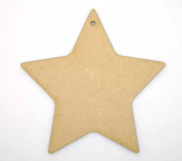 MDF Wooden Star Shapes Laser Cut Cutout DIY Wood Crafts Christmas Xmas 1 Hole