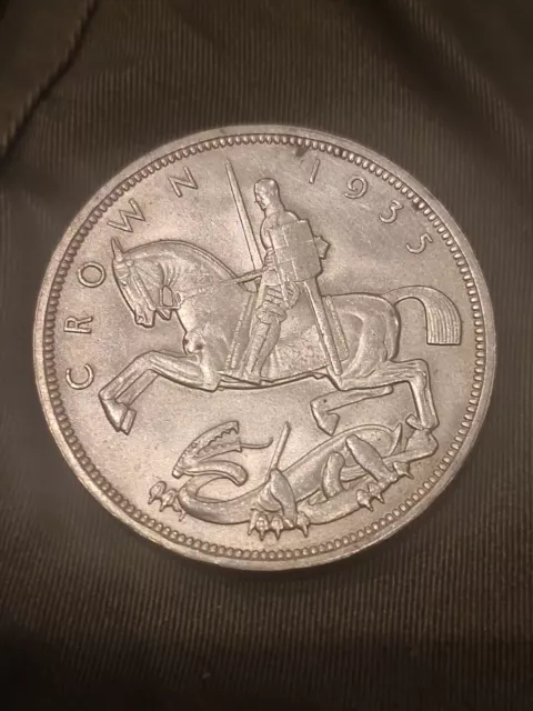 Original 1935 George V .500 Silver Full Jubilee Crown - Rocking Horse A UNC