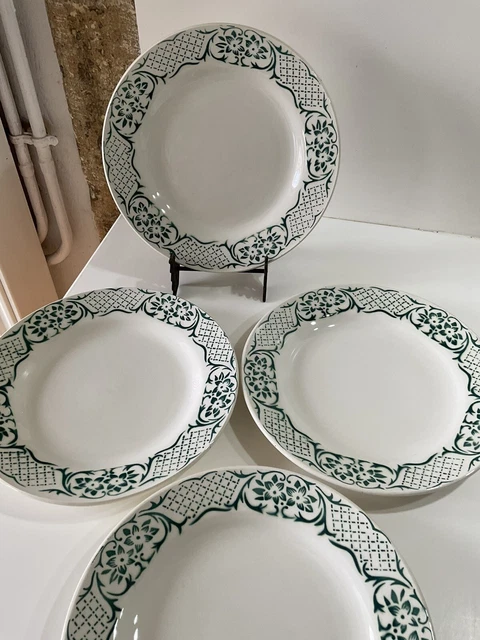 4 Assiettes plates Terre de Fer Digoin service Emde collection deco vintage