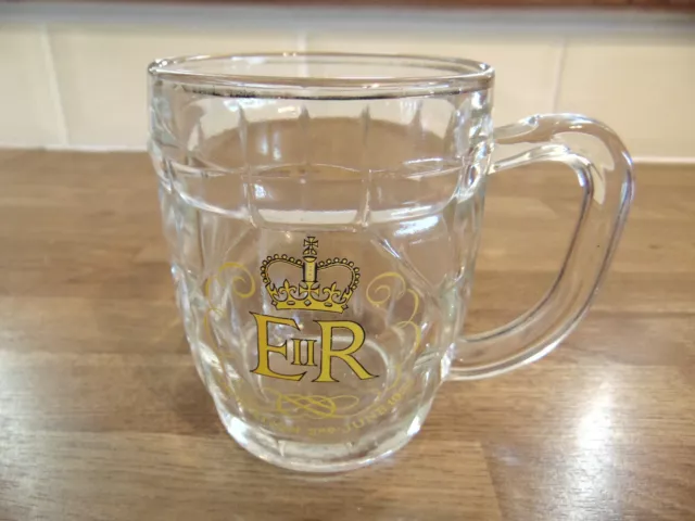 QUEEN ELIZABETH II HALF PINT TANKARD GLASS - CORONATION 2nd JUNE 1953