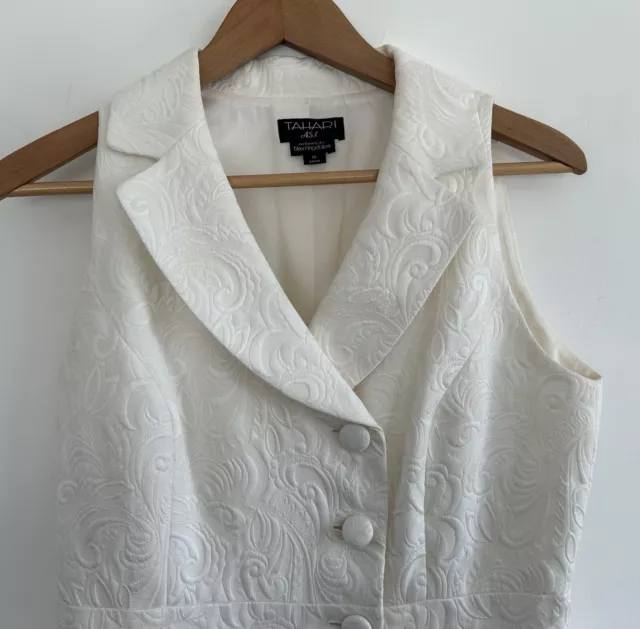 TAHARI ASL Jacquard Wrap Ivory Dress Women's Size 10 Made for Bloomingdales
