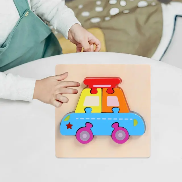 Wooden Puzzle for Toddlers, Car Shape Jigsaw Early Education Toy, Gift