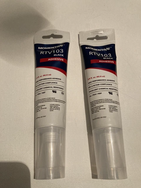 2 NEW Momentive RTV103 Adhesive Sealant Black  2.8 fl oz Tube High Performance