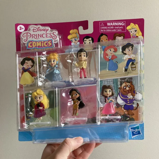 NEW Disney Princess Comics Glitter Pack 5 Glittery 2” Figures Two Styles