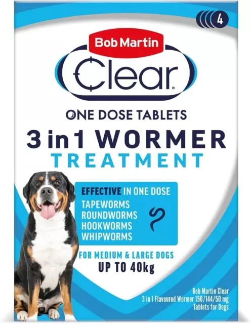 Bob Martin Clear 3 In 1 Wormer & Flea Tablets Small & Large Dog Puppy Treatments