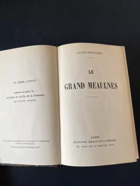 ALAIN FOURNIER- LE GRAND MEAULNES- Numéroté Relié- LITTÉRATURE EX Libris