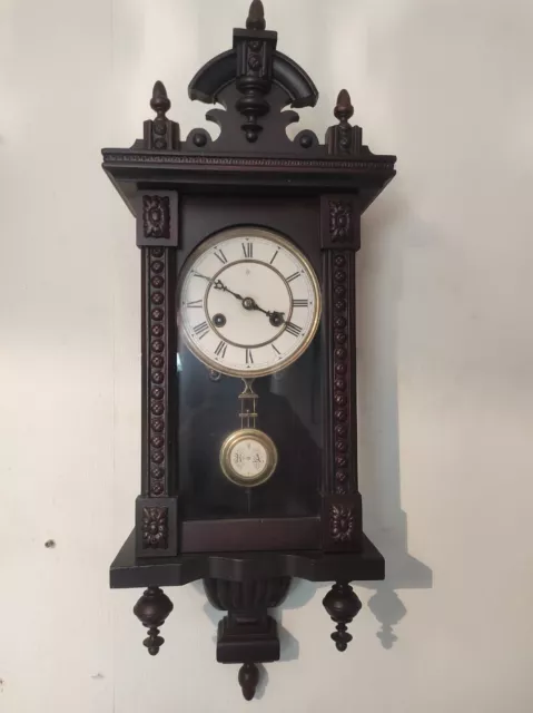 SMALL ANTIQUE 8 DAY STRIKING JUNGHANS VIENNA WALL CLOCK c1890 GWO