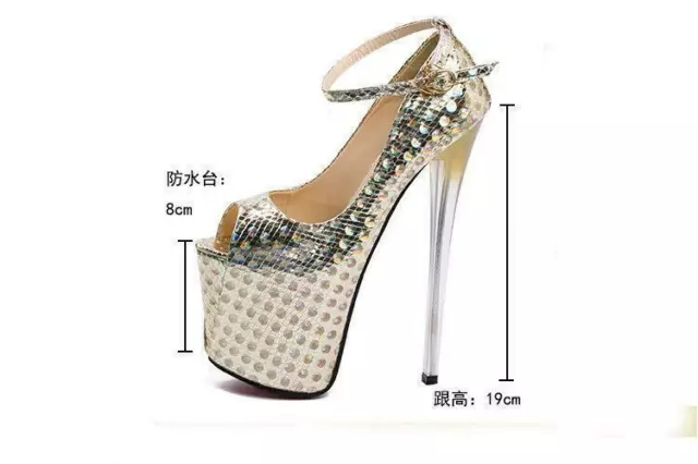WOMENS PEEP TOE super high heel Ankle Strap Patent Leather Platform ...