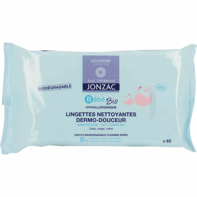 Lingettes imprégnées Eau Thermale Jonzac Bebé Bio [40 uds]