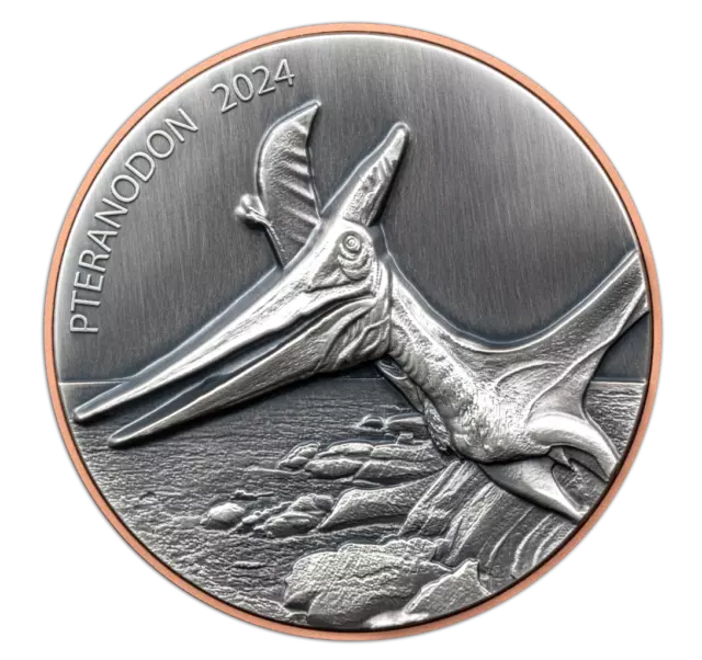 2024 Vanuatu Pteranodon Double Silver Giant 10 Vatu UHR Mintage 1999