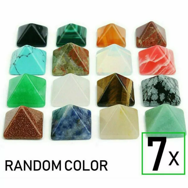 7Pack Pyramid Gemstone Natural Stone Crystal Quartz Healing Point Chakra Set