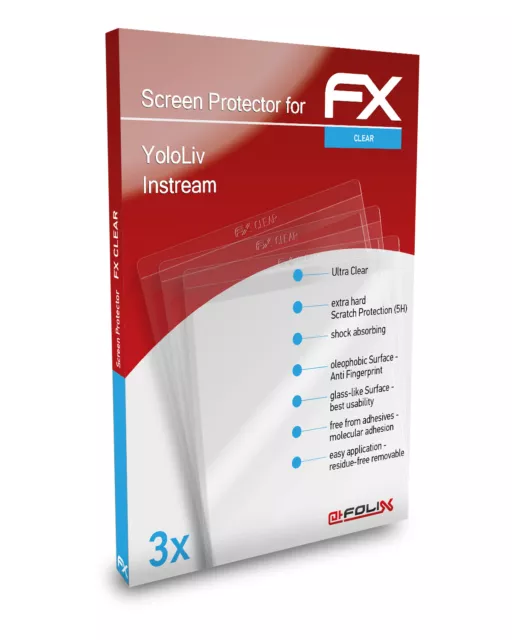 atFoliX 3x Protecteur d'écran pour YoloLiv Instream clair