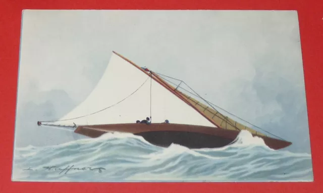 Cpa 1935-1939 Yacht Bas Ris Ligue Maritime & Coloniale Illustrateur Leon Haffner