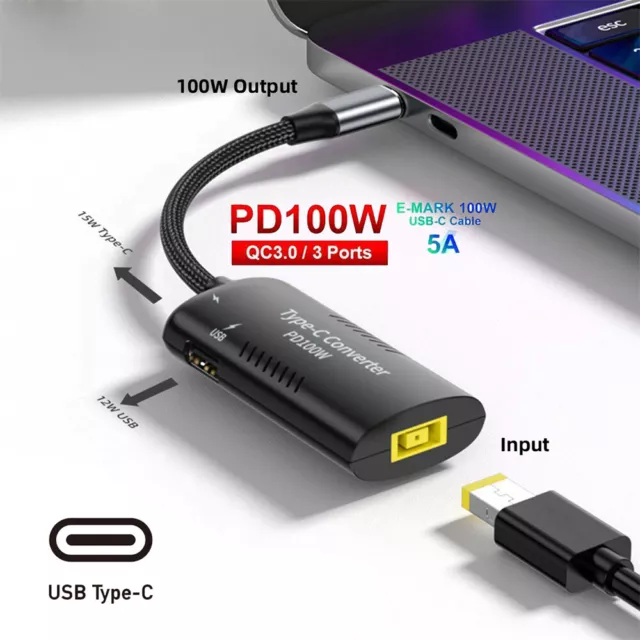 100W Dual Type C USB-C and Type-A Output PD Rectangle Power Thinpad X1 Input 2