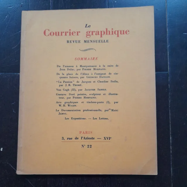 Le Courrier Graphique Revue Des Arts Graphiques N° 22 1939 Gustave Dore Van Gogh
