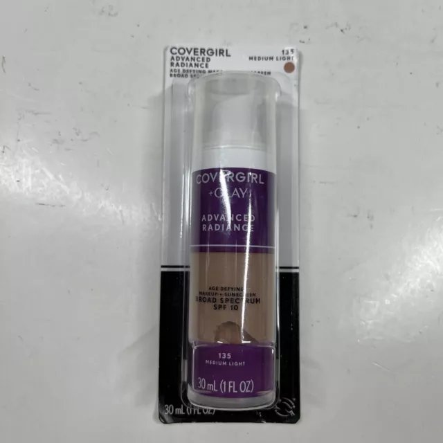 COVERGIRL ADVANCE RADIANCE AGE DEFYING MAKE-UP 135 MEDIUM LIGHT 1oz NEW 07/2025