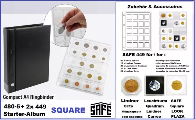 Münzalbum-Square-SAFE-480-5-449-A4-Schwarz-2-Blister Pour 40 quadrum Coin