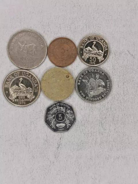 Lot  77, Uganda 7 Umlaufmünzen, Sammlung , 5 Cents- 500 Shillings