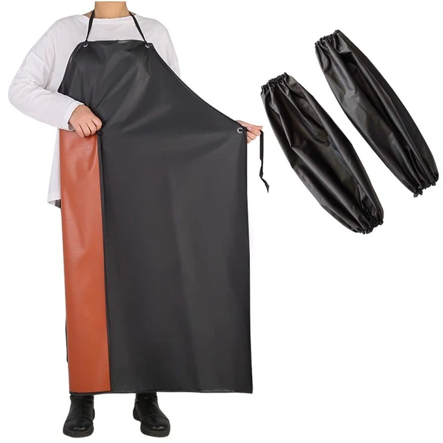 1set PVC Waterproof Arm Sleeves Covers Black Waterproof Vinyl Aprons  Butcher