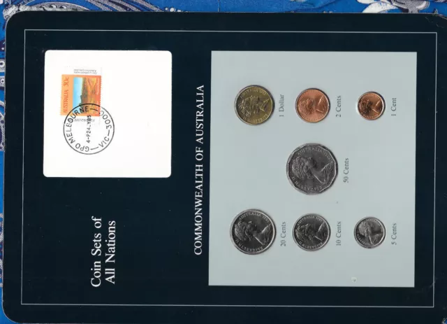 Coin Sets of All Nations Australia 50,20,10,5,2,1 cents 1984 1 dollar 1985  UNC