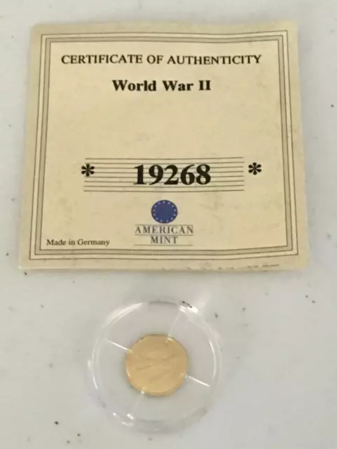 AMERICAN MINT World War 2 Attack on Pearl Harbor $10 Liberia .585 GOLD 14kt Coin