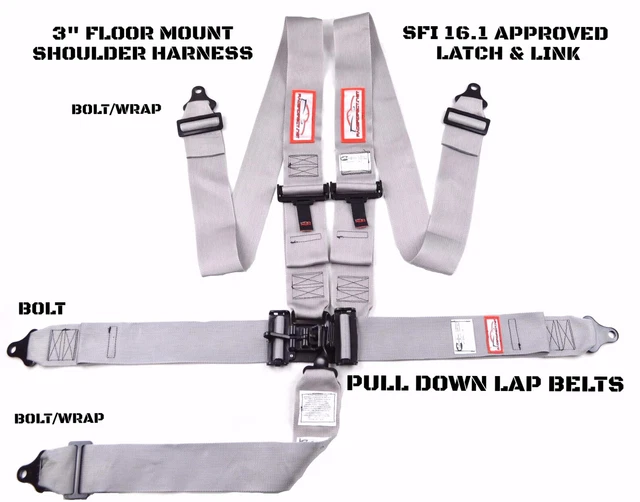 Latch & Link 5 Point Floor Mount Racing Harness Signature Series Sfi 16.1 Gray