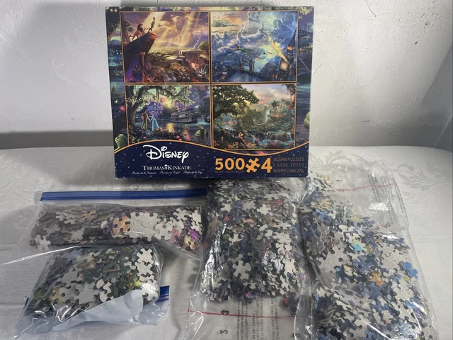 4 IN 1 Ceaco Kinkade Disney 500 Piece Puzzle Lion King Princess Frog ...