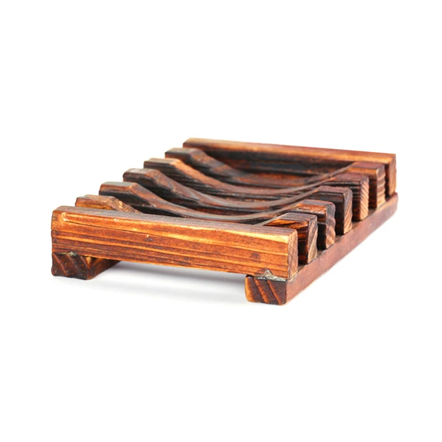 Jabón de madera carbonizado bambú soporte de jabón a prueba de humedad estante de jabón para