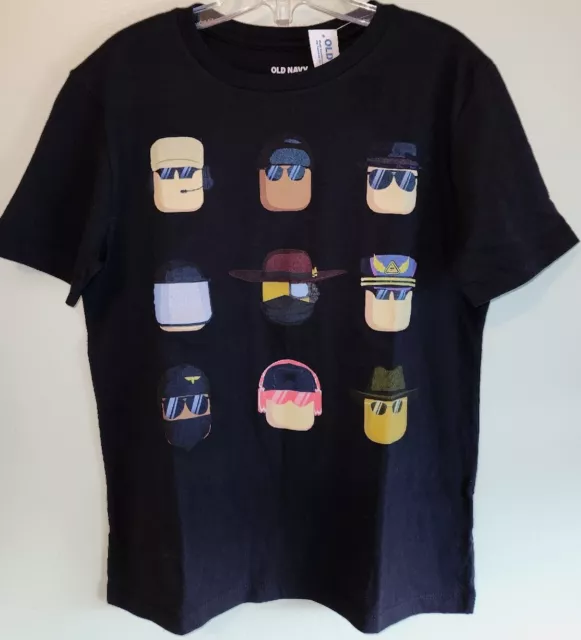 Old Navy Boys 5 8 10-12 14-16 Roblox Tee Black T-Shirt Heads #21123