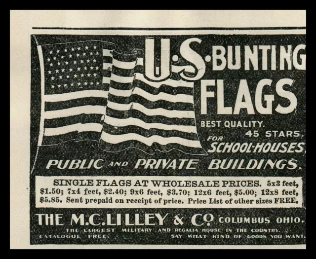 1896 Lilley US American Bunting Flag School House Building Home Community 8808