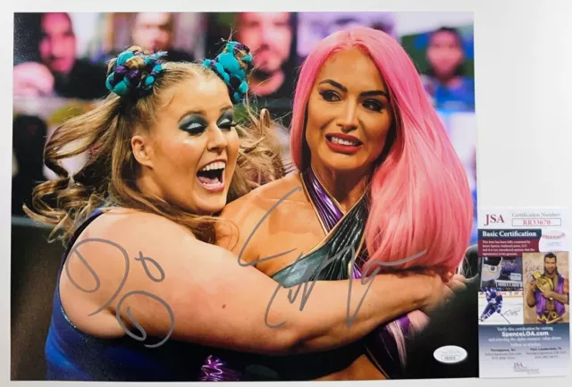 WWE NXT Eva Marie & Doudrop Signed 11x14 Photo C Autograph Piper Niven JSA COA