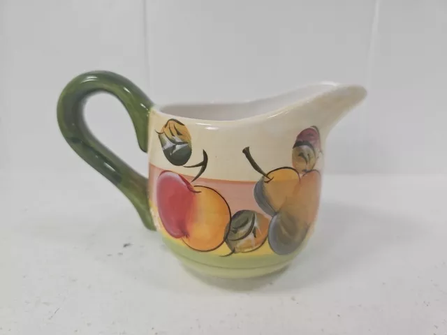 Vtg Gibson Clementine Creamer Small Pitcher Handpainted Fruit Green Yellow Red