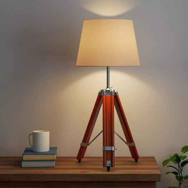 Lámpara de mesa de madera antigua Lámpara de escritorio decorativa Lámpara...