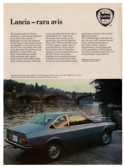 1979 LANCIA Beta Coupe Vintage Original Print AD | Blue car photo canada variant