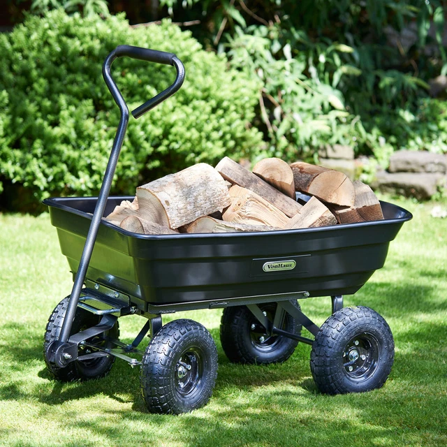VONHAUS GARDEN CART Trolley Wheelbarrow Dump Truck Outdoor Tipper Heavy