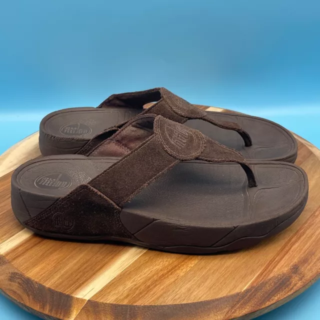 FitFlop Thong Sandal Womens 8 Brown Chocolate Suede Comfort Casual Cushioned