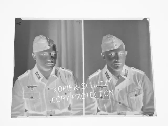 altes Foto Negativ Portrait Soldat Kamerad Schiffchen groß Vintage Sammler